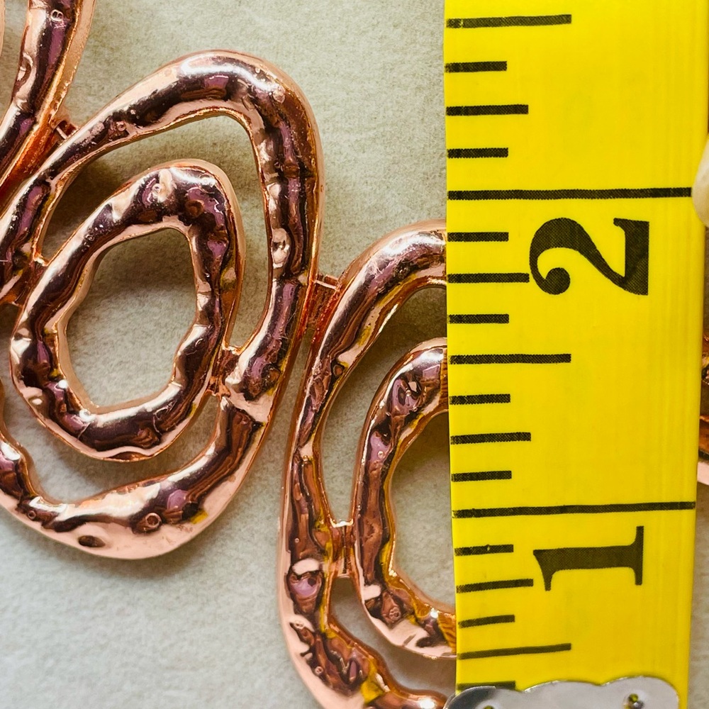 Copper Abstract Tear Drop Hammered Texture Link N… - image 6